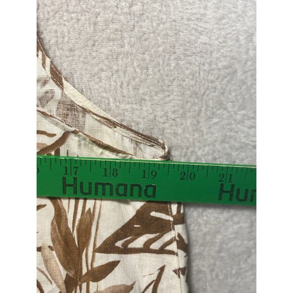 Tahari 100% Linen Sleeveless A‎ Line Shift Dress Brown Beige Womens Size Medium - Picture 7 of 8